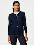 Pure Merino Wool Crew Neck Cardigan
