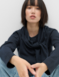 Air-Yarn Scarf Neck Button Through Cardigan