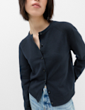Air-Yarn Scarf Neck Button Through Cardigan