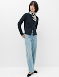 Air-Yarn Scarf Neck Button Through Cardigan