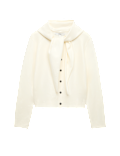 Air-Yarn Scarf Neck Button Through Cardigan