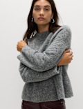 Crew Neck Peplum Jumper with Wool