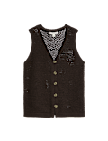 Cotton Blend Button Through Knitted Waistcoat