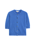 Air-Yarn Button Front Short Sleeve Cropped Cardigan