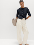 Air-Yarn Button Front Short Sleeve Cropped Cardigan