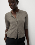Air-Yarn Button Front Short Sleeve Cropped Cardigan