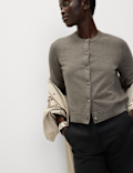 Air-Yarn Button Front Short Sleeve Cropped Cardigan