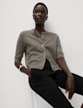 Air-Yarn Button Front Short Sleeve Cropped Cardigan