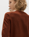 Air-Yarn Button Front Short Sleeve Cropped Cardigan
