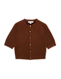 Air-Yarn Button Front Short Sleeve Cropped Cardigan