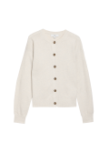 Air-Yarn Ribbed Crew Neck Cardigan
