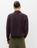 Air-Yarn Collared Relaxed Cropped Cardigan