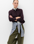Air-Yarn Collared Relaxed Cropped Cardigan