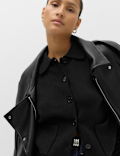 Air-Yarn Collared Relaxed Cropped Cardigan