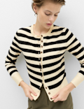 Air-Yarn Striped Cropped Cardigan