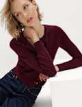 Air-Yarn Crew Neck Short Cardigan