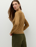 Air-Yarn Crew Neck Short Cardigan