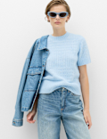 Pointelle Knitted Top With Wool