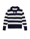 Pure Merino Wool Striped Collared Jumper