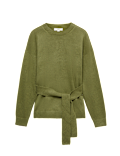 Tie Front Crew Neck Relaxed Jumper