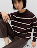 Air-Yarn Striped Crew Neck Jumper