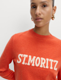 Air-Yarn Slogan Crew Neck Jumper
