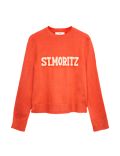 Air-Yarn Slogan Crew Neck Jumper