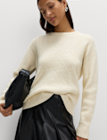 Cloud-Yarn Ribbed Crew Neck Jumper