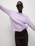 Cloud-Yarn Ribbed Crew Neck Jumper
