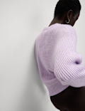 Cloud-Yarn Ribbed Crew Neck Jumper
