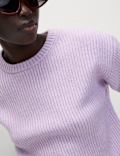 Cloud-Yarn Ribbed Crew Neck Jumper