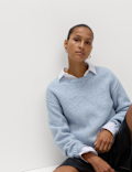 Cloud-Yarn Ribbed Crew Neck Jumper