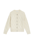 Cable Knit Cloud-Yarn Bomber Cardigan