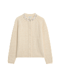 Textured Embellished Button Front Cardigan