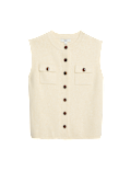 Cloud-Yarn Pocket Crew Neck Knitted Waistcoat