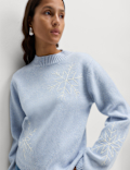 Cloud-Yarn Embroidered Crew Neck Jumper