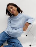Cloud-Yarn Embroidered Crew Neck Jumper