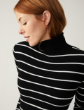 Striped Ribbed Roll Neck Jumper
