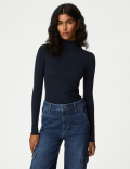 Viscose Mix Textured High Neck Jumper