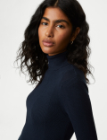 Viscose Mix Textured High Neck Jumper