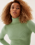 Viscose Mix Textured High Neck Jumper
