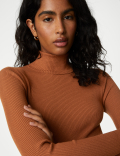 Viscose Mix Textured High Neck Jumper