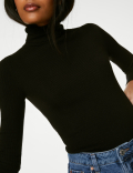 Viscose Mix Textured High Neck Jumper