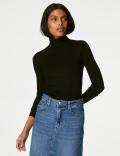 Viscose Mix Textured High Neck Jumper
