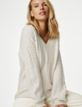 Cable Knit V-Neck Jumper