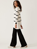Striped Funnel Neck Relaxed Longline Jumper