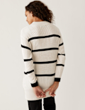 Striped Funnel Neck Relaxed Longline Jumper