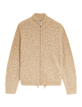 Ribbed Funnel Neck Zip Up Cardigan