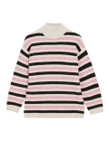 Ribbed Striped Funnel Neck Longline Jumper
