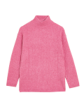 Ribbed Funnel Neck Longline Jumper